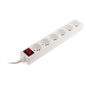Bloc multiprise 6 prises 16 A avec interrupteur – blanc