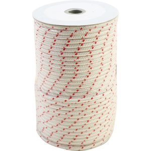 Corde polyester blanc/rouge Ø 12 mm – capacité indiquée 2,8 t, au mètre