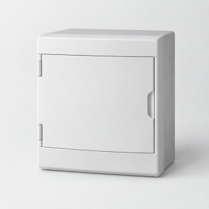 Illustration d’un coffret électrique à six modules avec couvercle plein