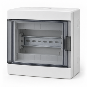 Illustration d’un coffret électrique six modules à porte transparente