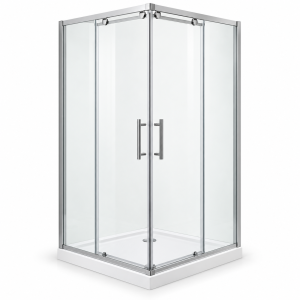Cabine de douche avec receveur d’angle — illustration de famille