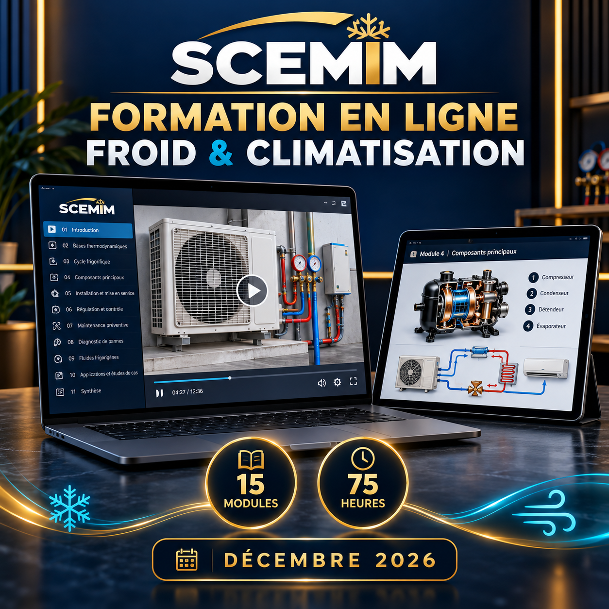 Formation en ligne Réfrigération et climatisation — Promotion décembre 2026