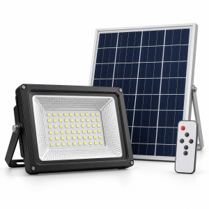 Projecteur solaire avec panneau et télécommande — illustration de famille