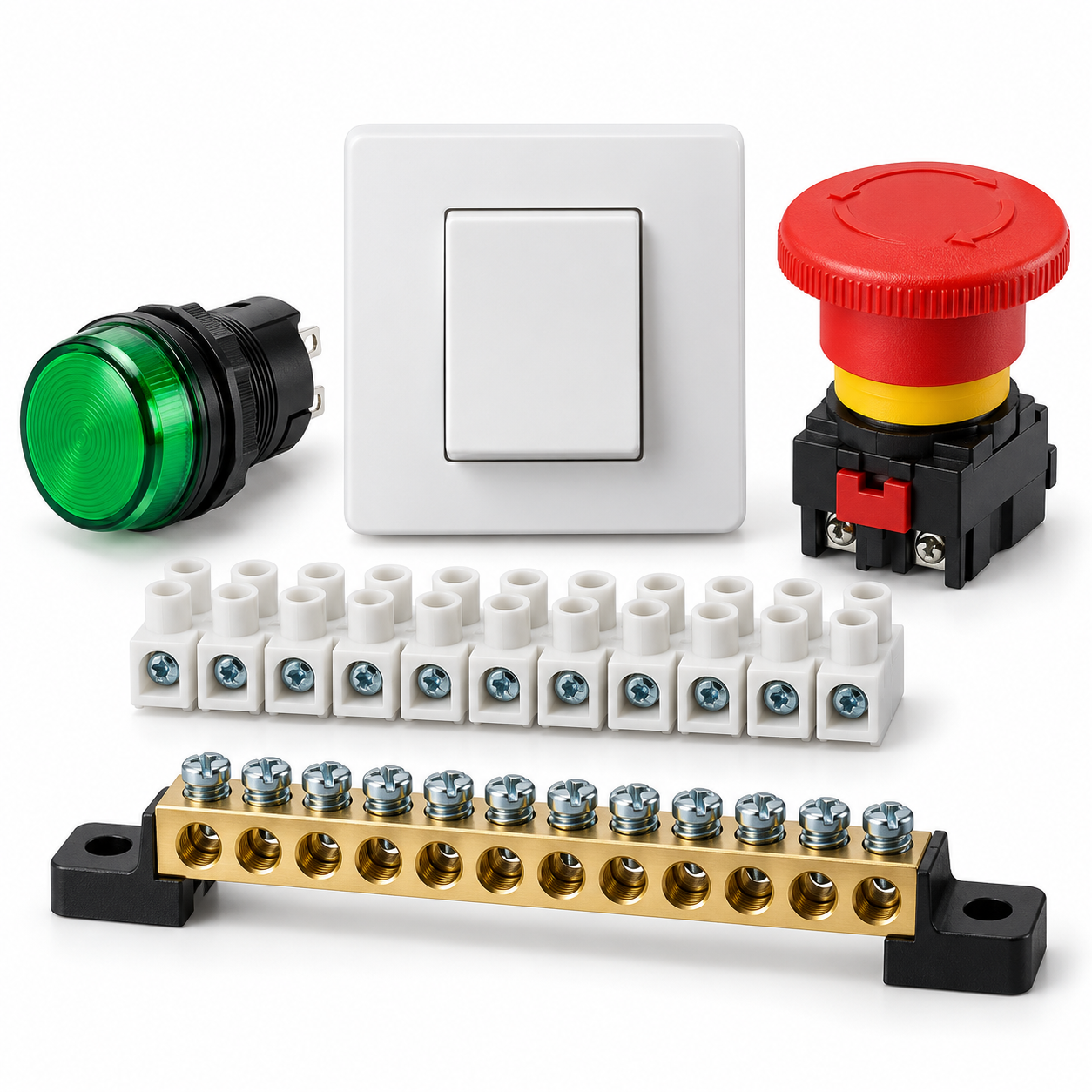 Composants de commande et connexion électriques — illustration de famille